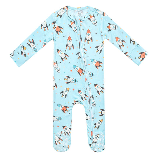 Bamboo Zip-Up Footie Pajama - Rocketeer